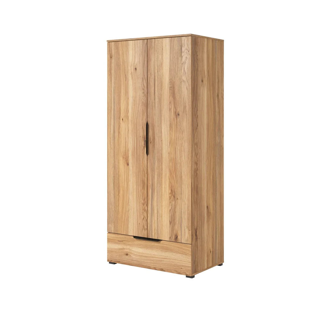 Tokyo 2 Hinged Door 1 Drawer Wooden Wardrobe in Oak Mauvella 86cm