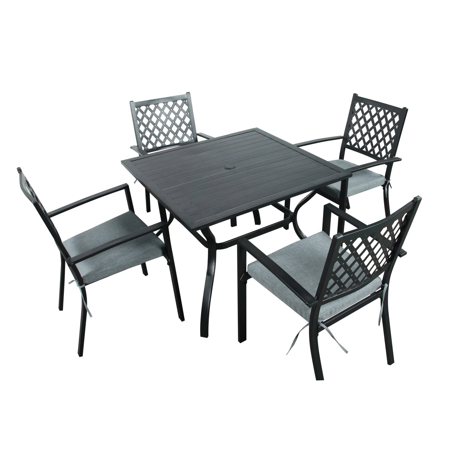 Adlington Diamond 4 Seater Dining Set with Grey Cushions