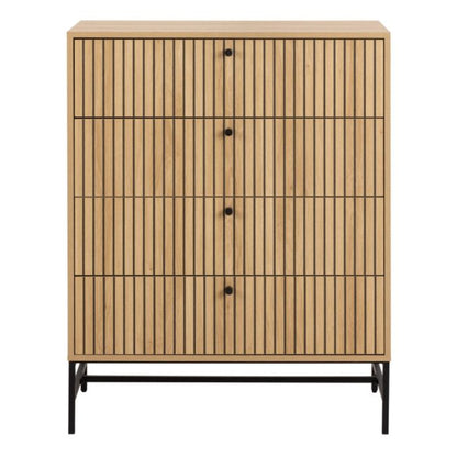 Albany Chest of 4 Drawers in Oak with Black Legs – Powder Coated Steel Base - UK