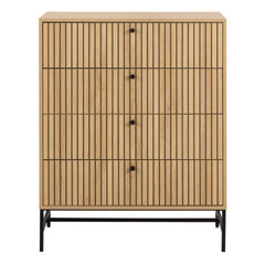 Albany Chest of 4 Drawers in Oak with Black Legs – Powder Coated Steel Base - UK