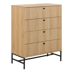 Albany Chest of 4 Drawers in Oak with Black Legs – Powder Coated Steel Base - UK