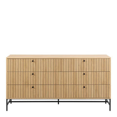 Albany Chest of 6 Drawers in Oak with Black Legs – Powder Coated Steel Base - UK