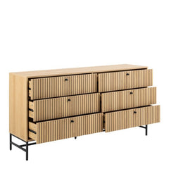 Albany Chest of 6 Drawers in Oak with Black Legs – Powder Coated Steel Base - UK