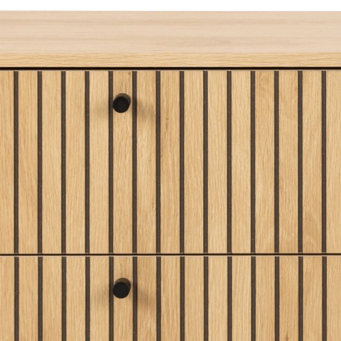 Albany Chest of 6 Drawers in Oak with Black Legs – Powder Coated Steel Base - UK