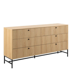Albany Chest of 6 Drawers in Oak with Black Legs – Powder Coated Steel Base - UK