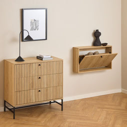 Albany Oak Shoe Cabinet – 1 Flip-Down Door | Stylish Shoe Storage Unit UK