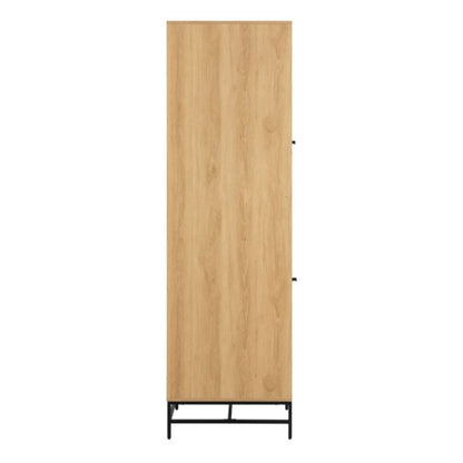 Albany Wooden 2 Doors Wardrobe in Oak with Black Legs – Powder Coated Steel Base - UK