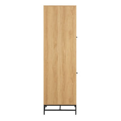 Albany Wooden 2 Doors Wardrobe in Oak with Black Legs – Powder Coated Steel Base - UK