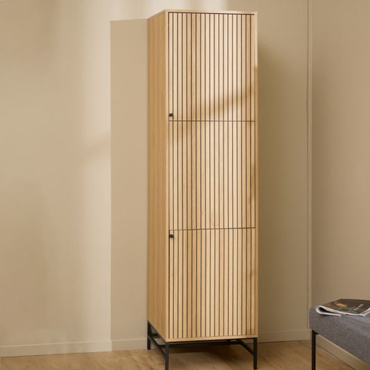Albany Wooden 2 Doors Wardrobe in Oak with Black Legs – Powder Coated Steel Base - UK