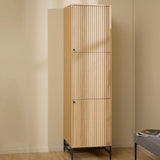 Albany Wooden 2 Doors Wardrobe in Oak with Black Legs – Powder Coated Steel Base - UK