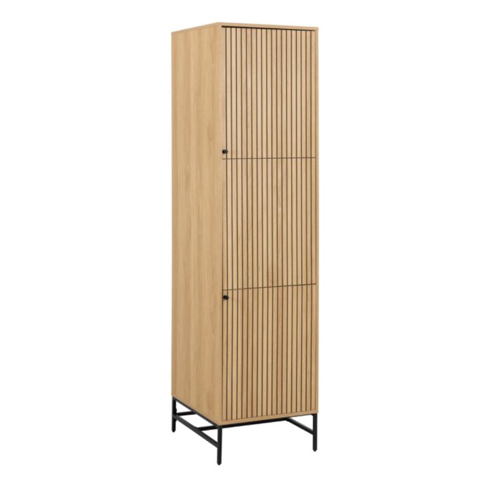 Albany Wooden 2 Doors Wardrobe in Oak with Black Legs – Powder Coated Steel Base - UK