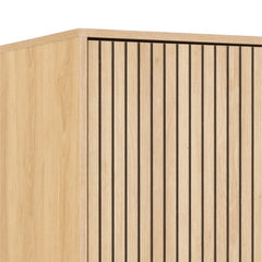 Albany Wooden 4 Doors Wardrobe in Oak with Black Legs – Powder Coated Steel Base - UK