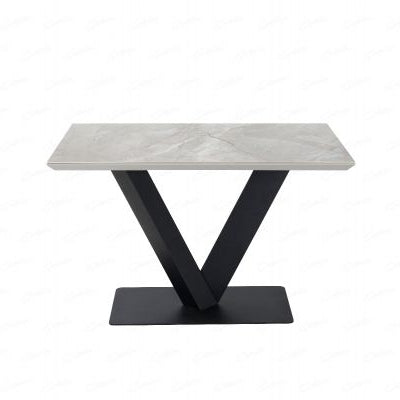 Alessia Ceramic Marble Rectangular Dining Table In Grey