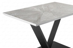Alessia Ceramic Marble Rectangular Dining Table In Grey