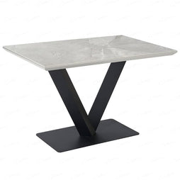 Alessia Ceramic Marble Rectangular Dining Table In Grey