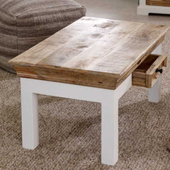 Alfie Coffee Table With Drawer Solid Mango Wood - Furniture One Shop