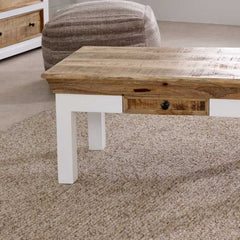 Alfie Coffee Table With Drawer Solid Mango Wood - Furniture One Shop