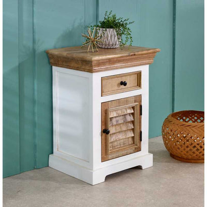Alfie Solid Mango Wood Bedside Cabinet 1 Drawer + Door