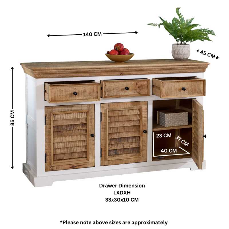 Alfie Wood Sideboard - 3 Drawer & 3 Doors