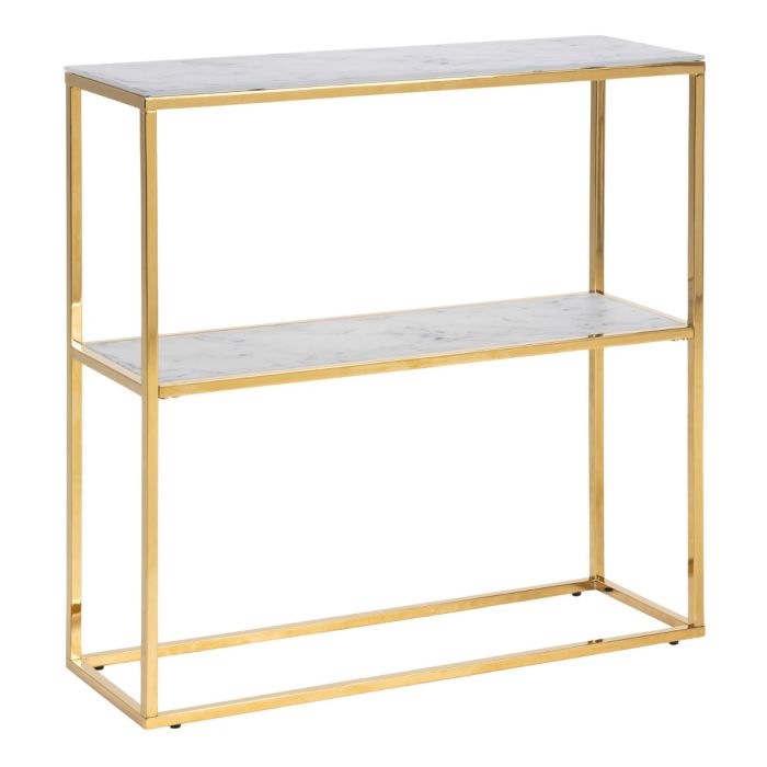 Alisma Console Table With Marble Effect Top & Gold Legs