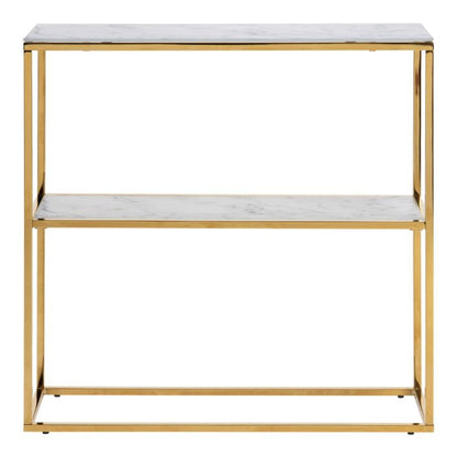 Alisma Console Table With Marble Effect Top & Gold Legs