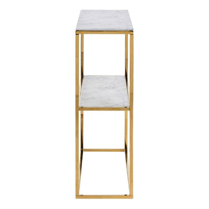 Alisma Console Table With Marble Effect Top & Gold Legs
