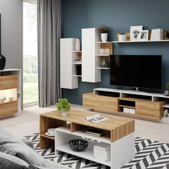 Alva Wooden Coffee Table 120cm in Oak Grandson and White - Furniture One Shop