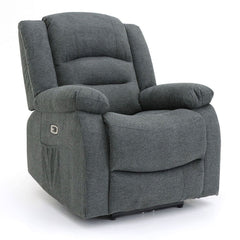 Alva Fabric Electric Recliner Arm Chair In Grey