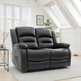 Alva Faux Leather 2 Seater Electric Recliner Sofa In Black