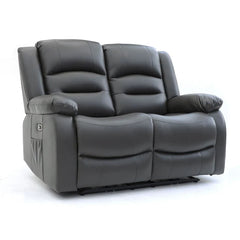 Alva Faux Leather 2 Seater Electric Recliner Sofa In Grey