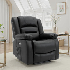 Alva Faux Leather Electric Recliner Arm Chair In Black
