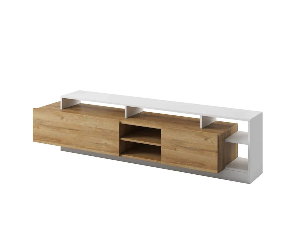 Alva Wooden Entertainment Unit in Oak Grandson & White