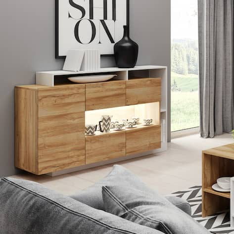 Alva Wooden Sideboard 155cm in Oak Grandson & White