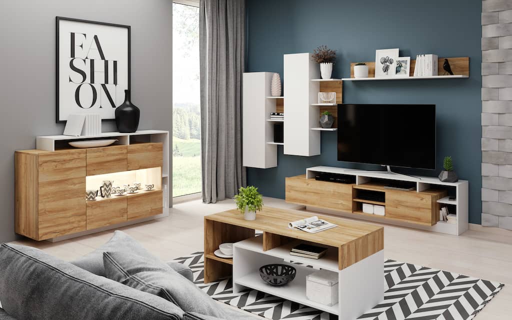 Alva Wooden Sideboard 155cm in Oak Grandson & White