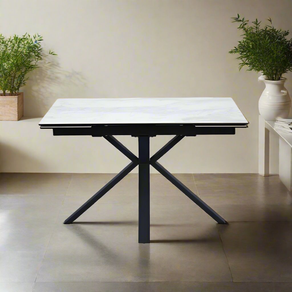 Amari Small White Ceramic 120cm-180cm Extending Dining Table