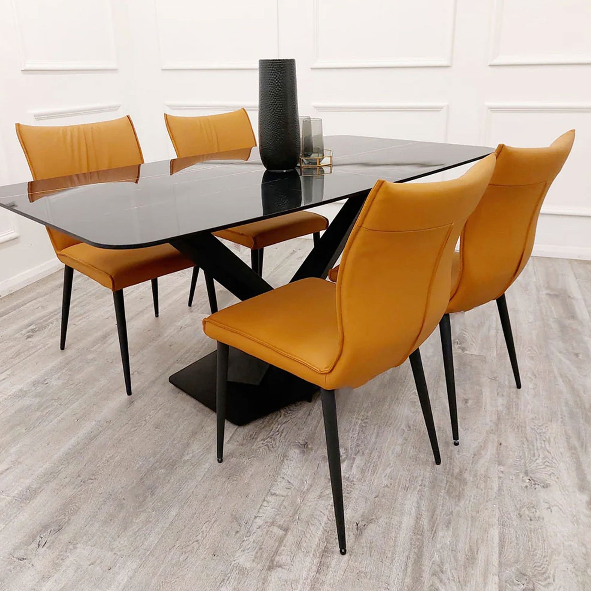 Apollo Black Dining Table 160cm with Black Sintered Stone