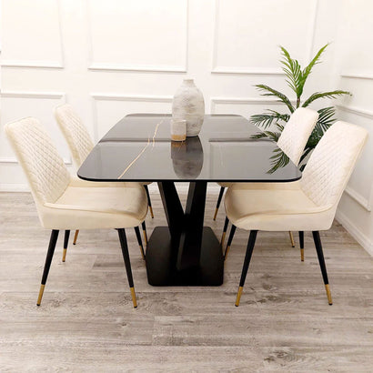 Apollo Black Dining Table 160cm with Black Sintered Stone