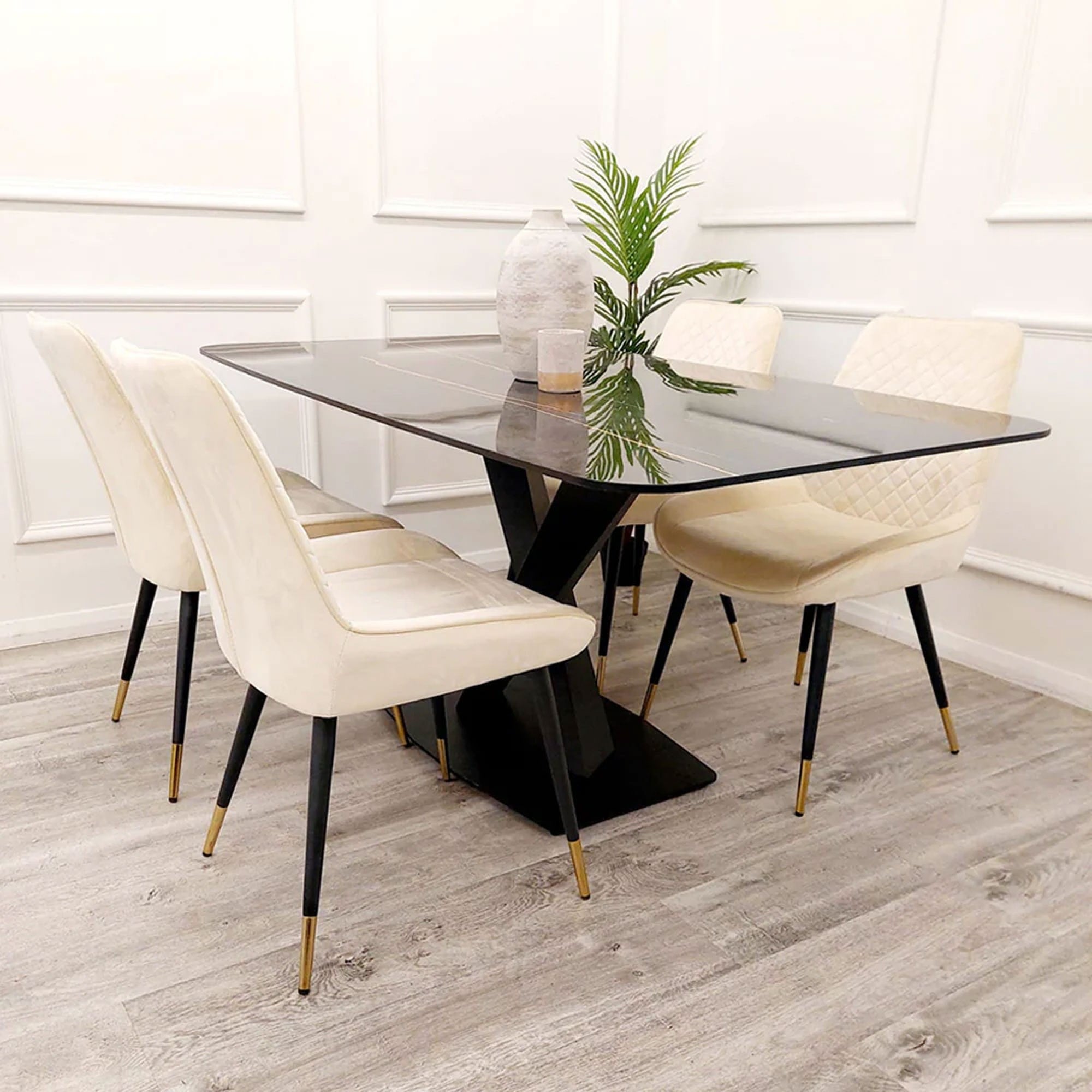 Apollo Black Dining Table 160cm with Black Sintered Stone