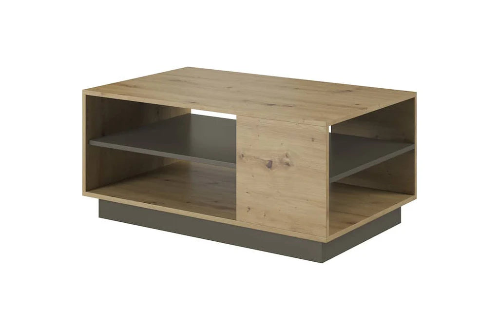 Arco Wooden Coffee Table in Oak Artisan and Graphite - 100cm