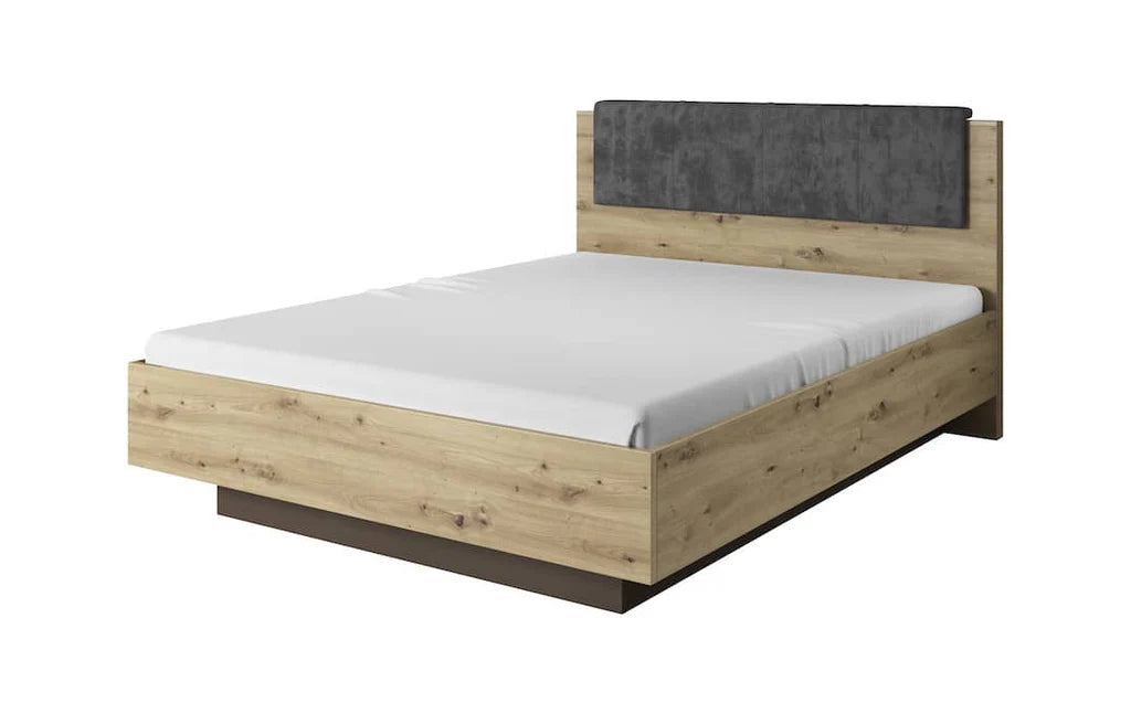 Arco Wooden King Size Bed in Oak Artisan & Graphite