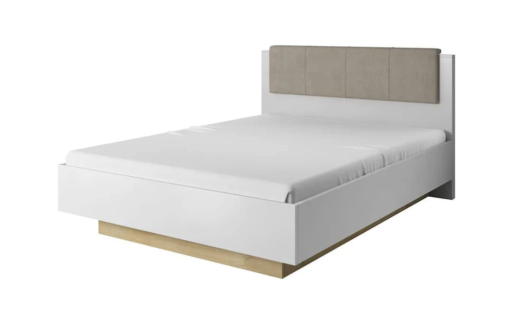 Arco Wooden King Size Bed in White Gloss & Oak Grandson