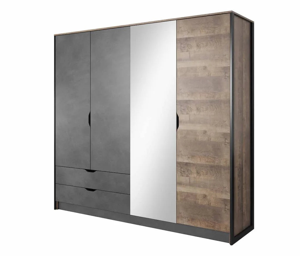 Arden 4 Doors 2 Drawers 220cm Wooden Wardrobe in Oak Grande & Matera