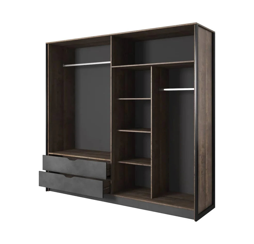 Arden 4 Doors 2 Drawers 220cm Wooden Wardrobe in Oak Grande & Matera