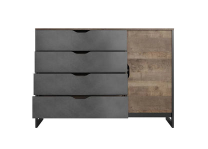 Arden Wooden Chest of Drawers with 1 Door and 4 Drawers in Oak Grande & Matera