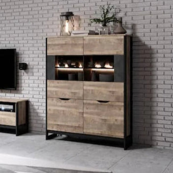 Arden Wooden Display Cabinet in Oak Grande & Matera