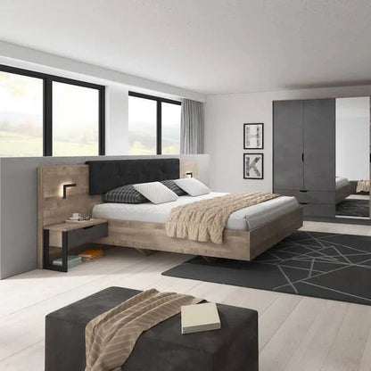 Arden Wooden King Size Bed in Oak Grande & Matera
