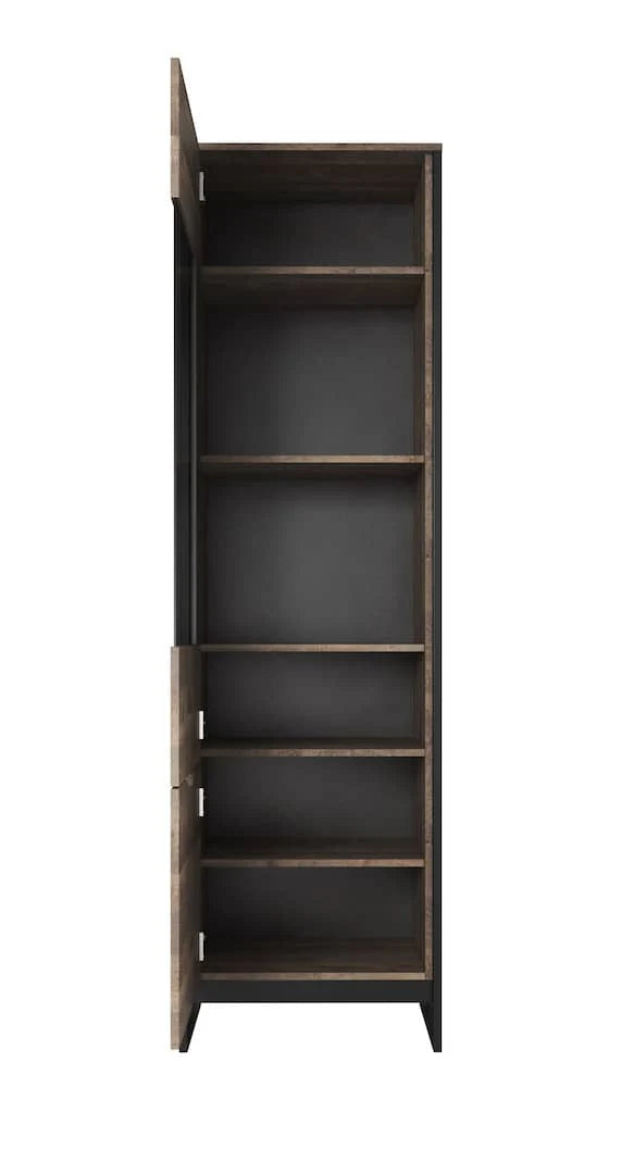 Arden Wooden Tall Display Cabinet in Oak Grande & Matera