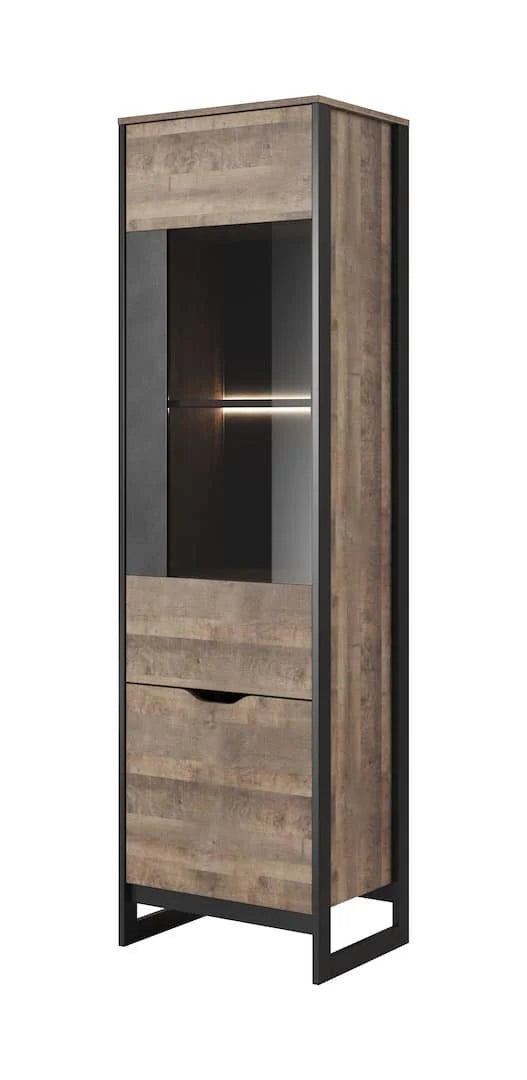 Arden Wooden Tall Display Cabinet in Oak Grande & Matera