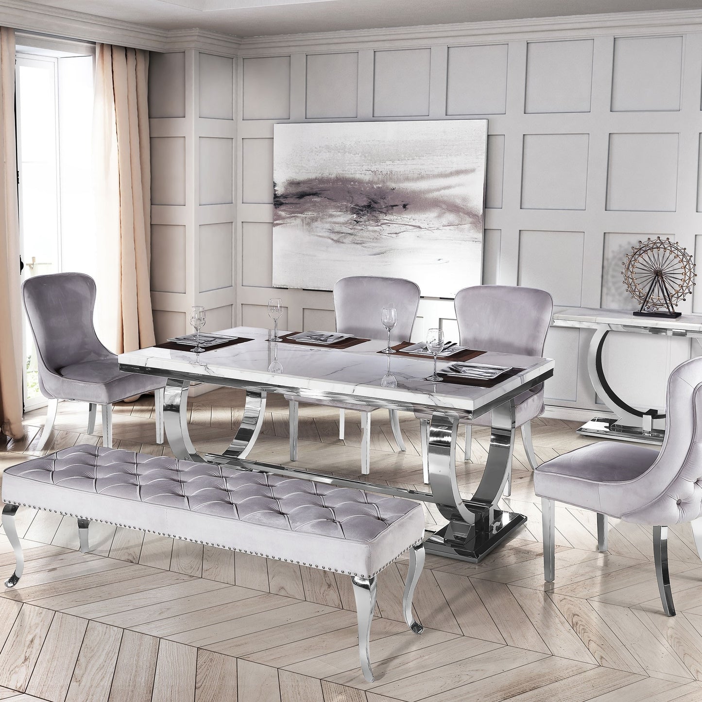 Arriana 1.5 Dining Table in White Marble