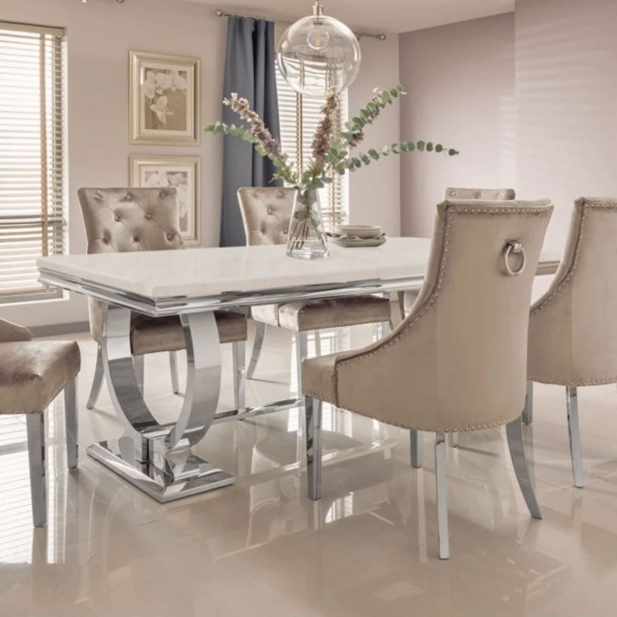 Arriana 1.5 Dining Table in White Glass